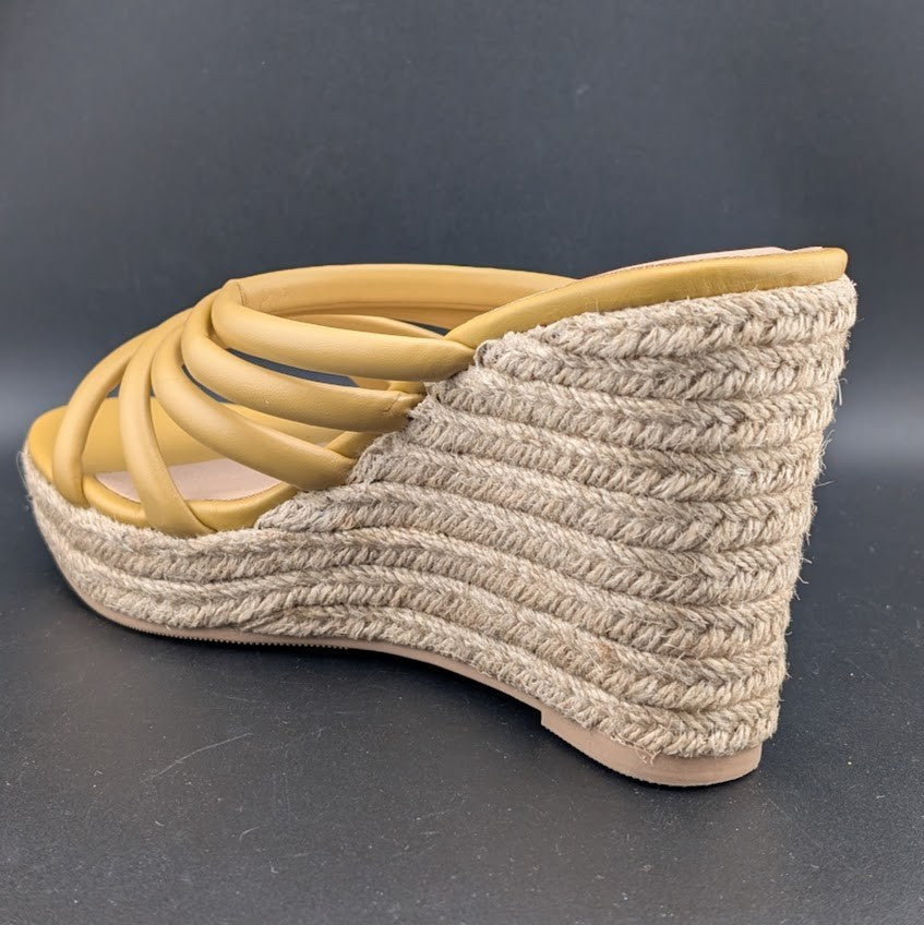 Chinese Laundry Sz 6.5 Eleana Platform Wedge Espadrille Sandals Gold Step In Chinese Laundry