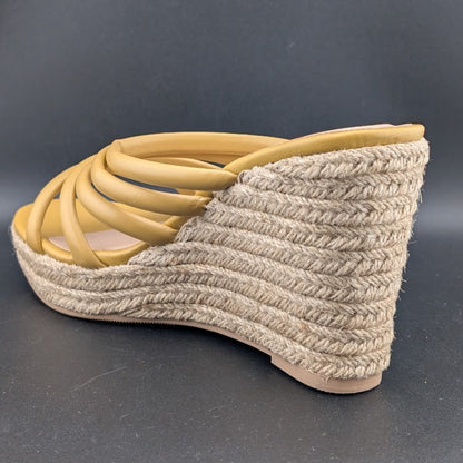 Chinese Laundry Sz 6.5 Eleana Platform Wedge Espadrille Sandals Gold Step In Chinese Laundry