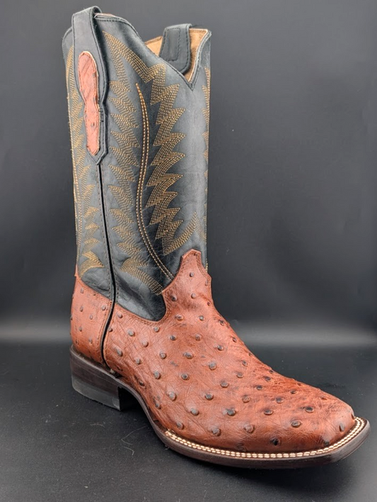 Men's Size 8.5D Reywelt Full Quill Exotic Ostrich Cowboy Boots Handmade Botas Reywelt