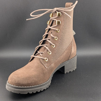 Cole Haan Women's 6.5W Camea Combat Boot Waterproof Dark Chocolate Brown Suede Cole Haan