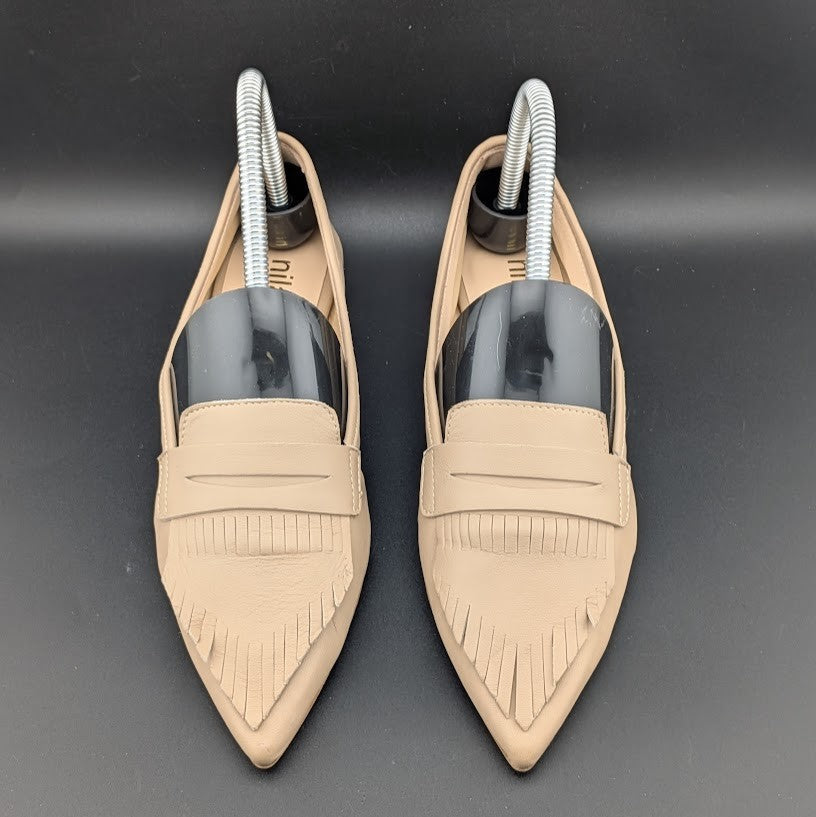 nila & nila Leather Penny Kilt Flat Loafers Nude ~ Size US 5-5.5 EU 36 Nila&Nila