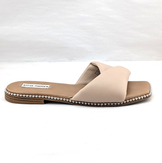 Steve Madden Beige Women’s Size 9 Rayne Studded Flat Sandal Slide Steve Madden
