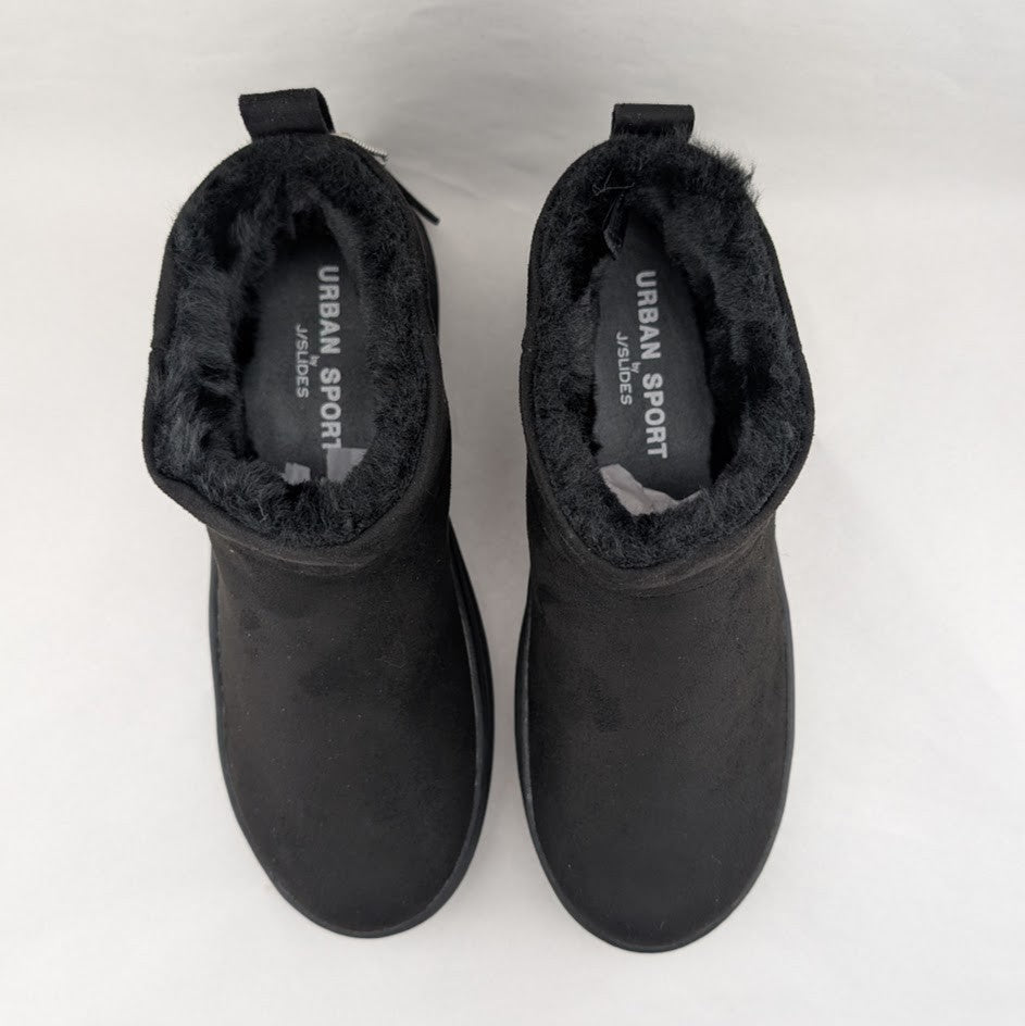 40% OFF New Wos Sz 6.5 Urban Sport Blk Suede Luxe Ankle Boot Faux Fur Lining J/Slides