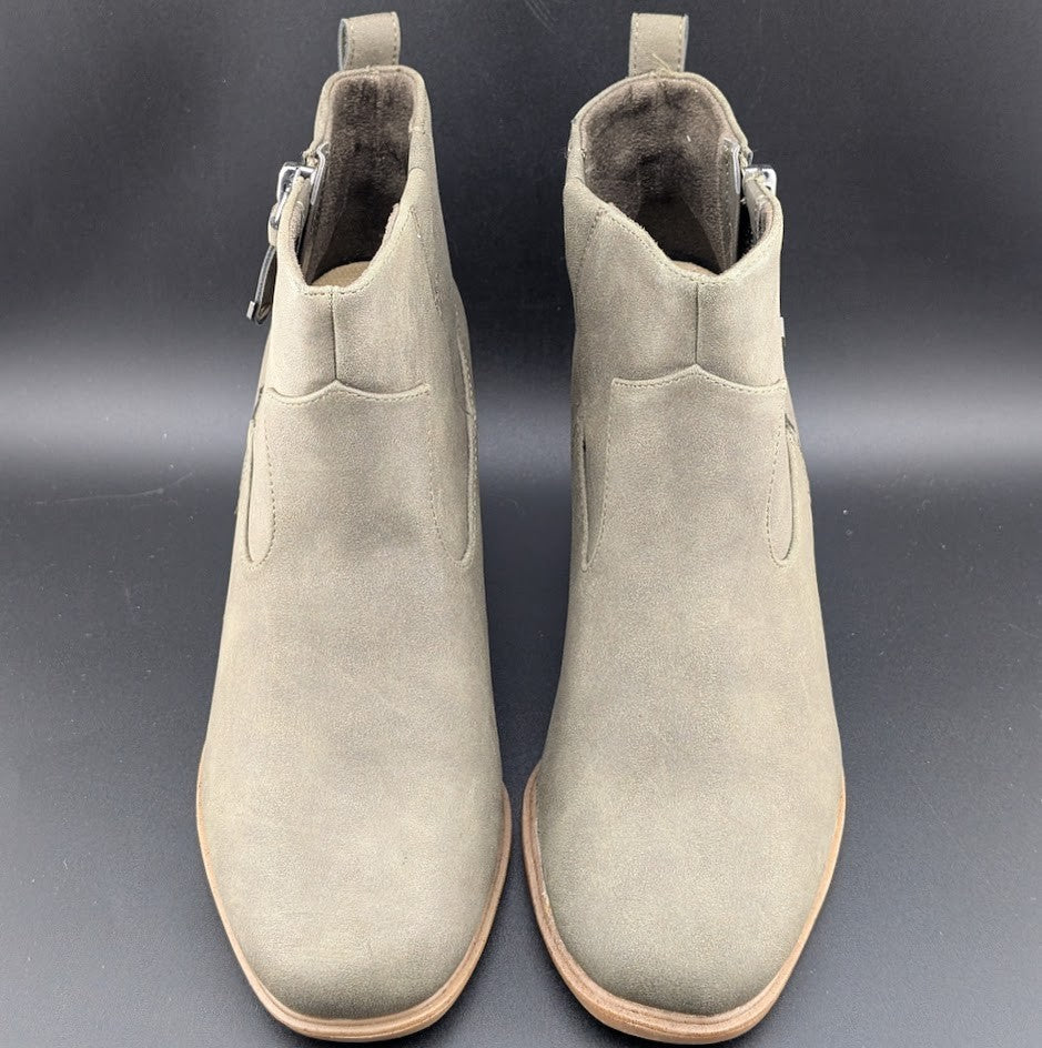 DR SCHOLLS Womens Green Pull Tab Goring Rodeo Square Toe Block Heel Booties 9 M DR SCHOLLS