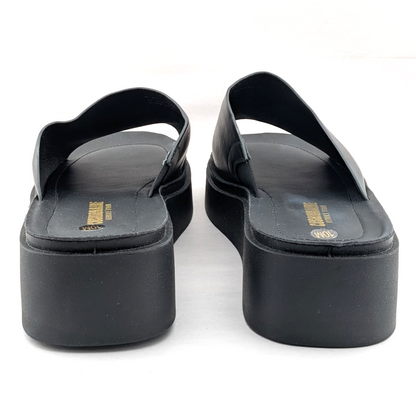Cushionaire Size 10 Play~ Black Platform Memory Foam Slide Sandals CUSHIONAIRE