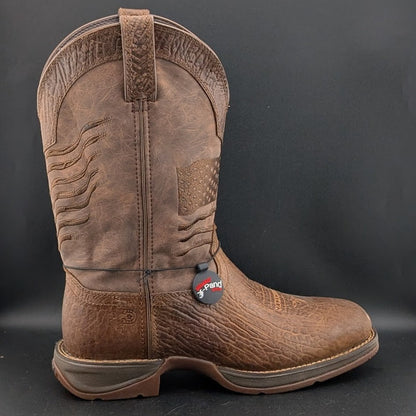 Rebel™ By Durango® Size 10W Brown Distressed Flag Embroidery Boots DDB0314 $185 Durango