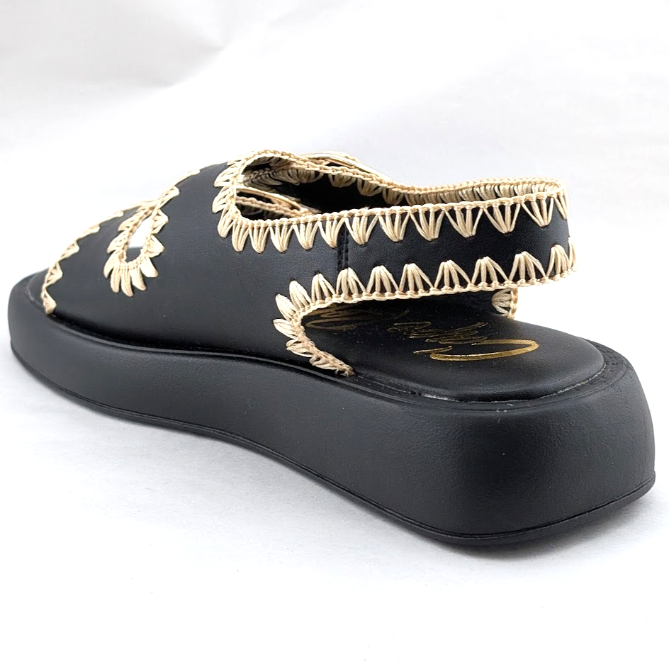 Cape Robbin Size 6 Black Ofilia Sling Back Open Toe Buckle Sandals Cape Robbin