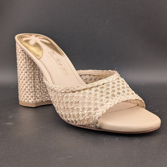 The Nat Note X Antonio Melani Sz 6.5M High Heel Natural Woven Slide Sandals The Nat Note X Antonio Melani