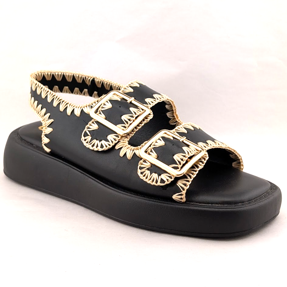 Cape Robbin Size 6 Black Ofilia Sling Back Open Toe Buckle Sandals Cape Robbin