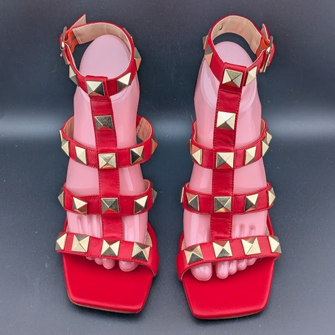 NEW Steve Madden Capri Studded Women's Leather 4" Stiletto Sandals-Red Size 9M Steve Madden