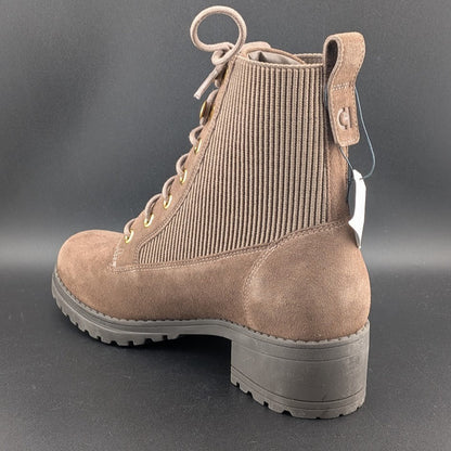 Cole Haan Women's 6.5W Camea Combat Boot Waterproof Dark Chocolate Brown Suede Cole Haan