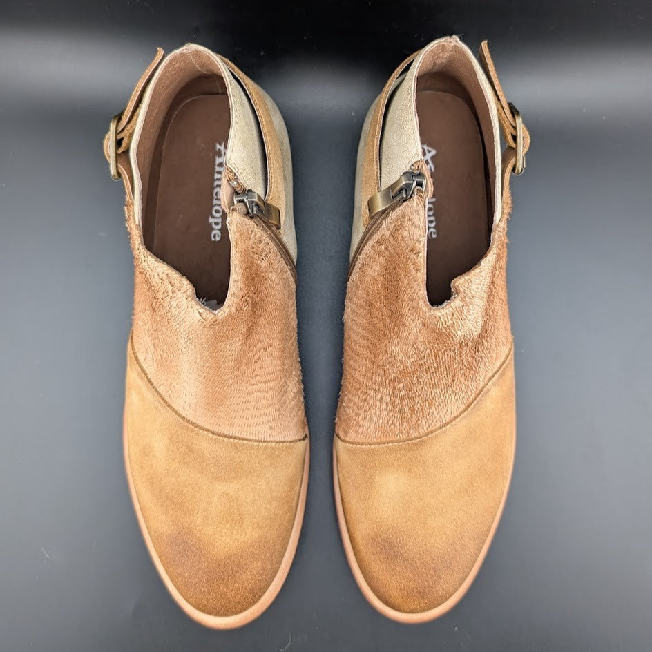 Antelope Laran Leather Buckled Ankle Boots US 9-9.5 EU 40 Tan Stone Combo Antelope