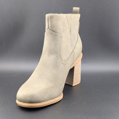 DR SCHOLLS Womens Green Pull Tab Goring Rodeo Square Toe Block Heel Booties 9 M DR SCHOLLS