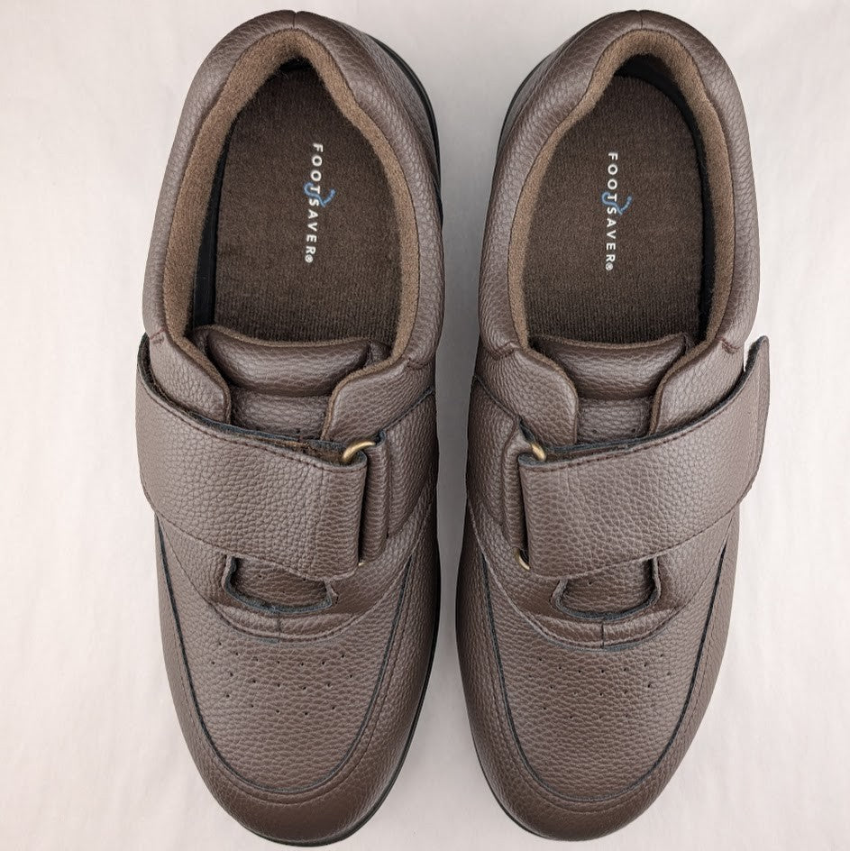 Footsaver by Drew~Poker, Mens Wide Brown Strap Slip-ons Sizes 11W-14W Diabetics Footsaver by Drew