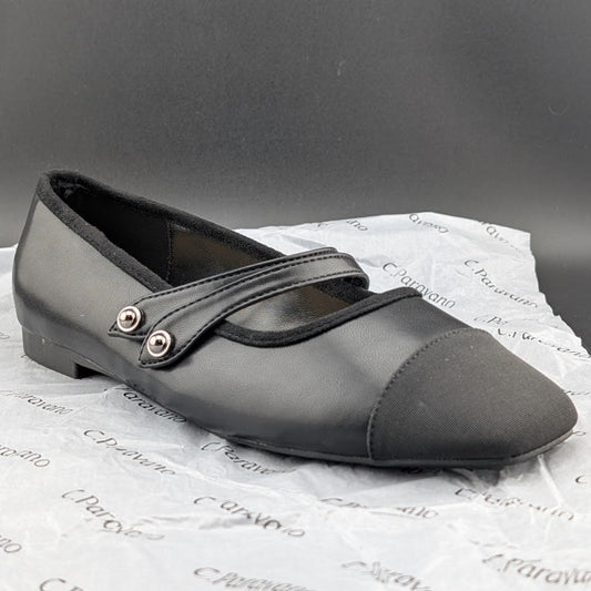 C.Paravano Women's Size 7 (EU 37.5) Mary Jane Ballet Flat Shoes Square Toe Soft C. Paravano
