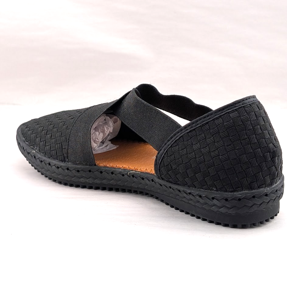 Bernie Mev Black Black Woven Strappy Slip-On Comfort Flat Sandals Women's Bernie Mev