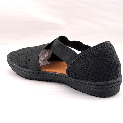 Bernie Mev Black Black Woven Strappy Slip-On Comfort Flat Sandals Women's Bernie Mev