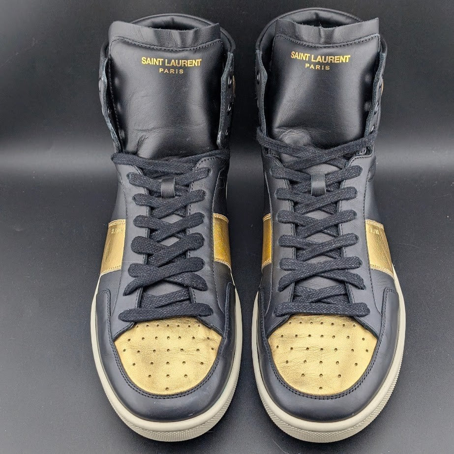 NM Saint Laurent SL/10H Black Gold High Top Sneakers EU 41 Saint Laurent