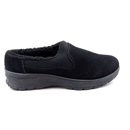 40% OFF ~Duluth Womens Sz 6.5 Mules Black Comfort Walking Shoe Faux Fur Clog Easy Street