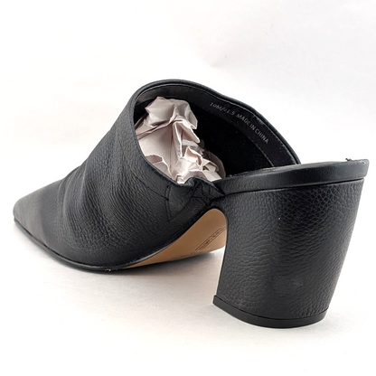 New Vince Camuto Carlie Size 10-Leather Ruched Pointed Toe Block Heel Mule Black Vince Camuto