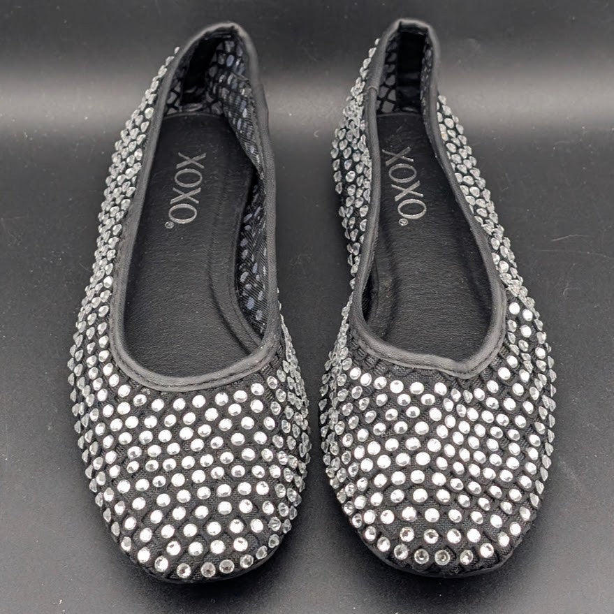 XOXO Size 8 ~ Women's Dobsi Mesh Flats ~ Black w/ Rhinestones NWOB XOXO