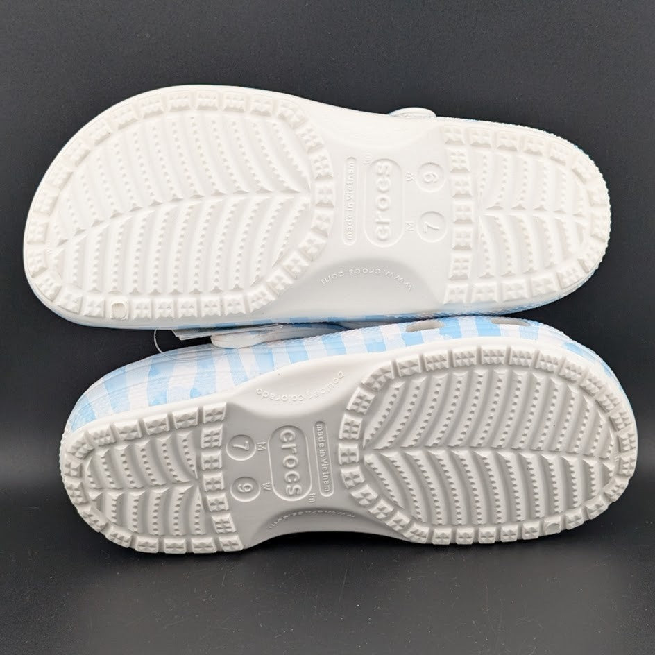 Crocs Classic Clogs Unisex m7 / w9 Blue White Gingham Shoes TLW235 NWT Crocs