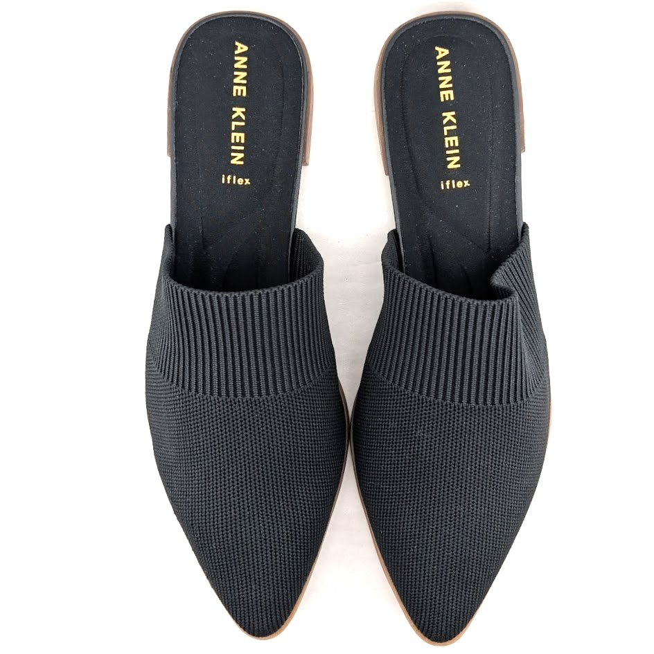 Anne Klein Women's Violet Black Knit Mule Size 9 M Pointed Toe Flat Heel NIB Anne Klein