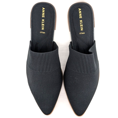 Anne Klein Women's Violet Black Knit Mule Size 9 M Pointed Toe Flat Heel NIB Anne Klein