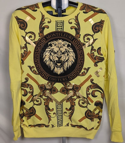 Men's Size Large Luxury Rhinestone Lion Fashion Jersey Sweatshirt Montefleuri Montefleuri Paris