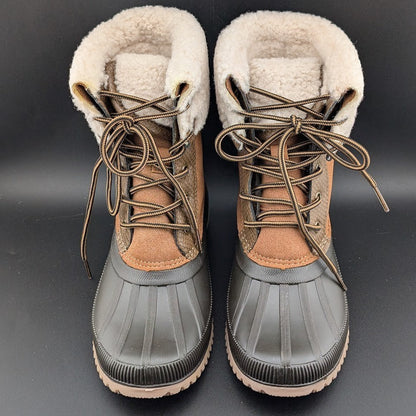 Madden Girl Women's Size 6 Brown Snow/Rain Boot Lace Up Warm Duck Boots Madden Girl