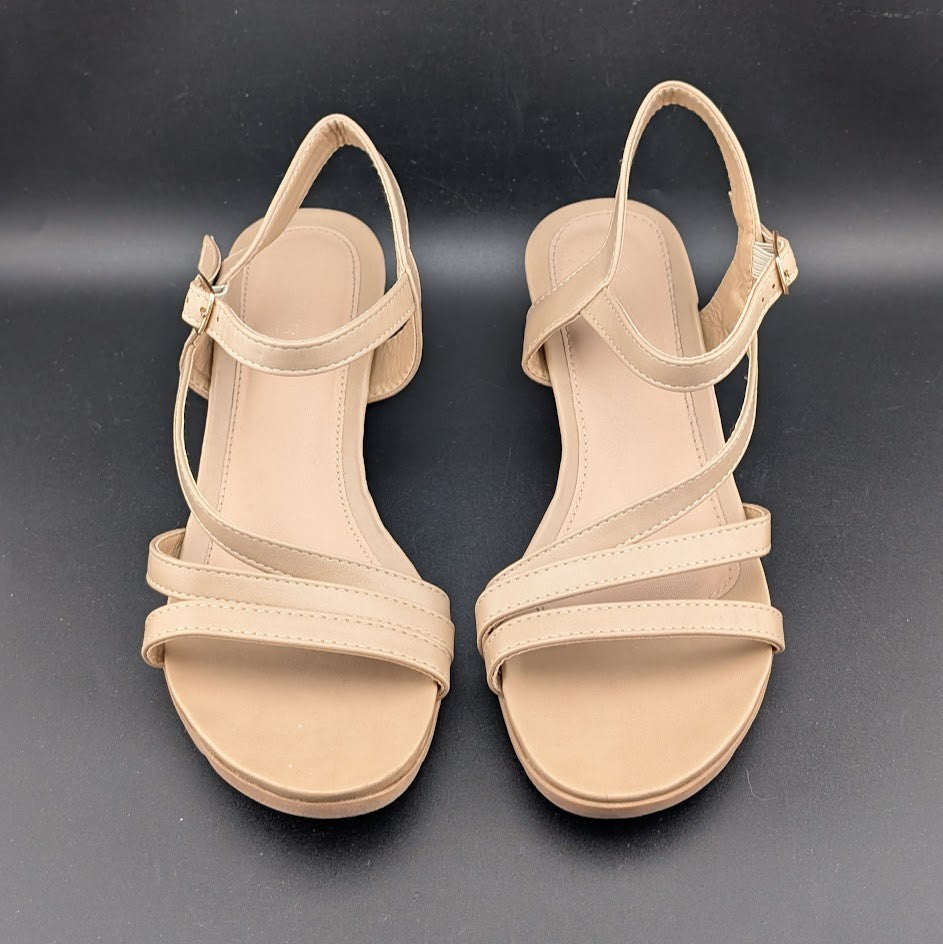 Shibever Women's Wedge Sandals Dress Shoe Beige Pre-Loved Size EU38 / US 7 Shibever