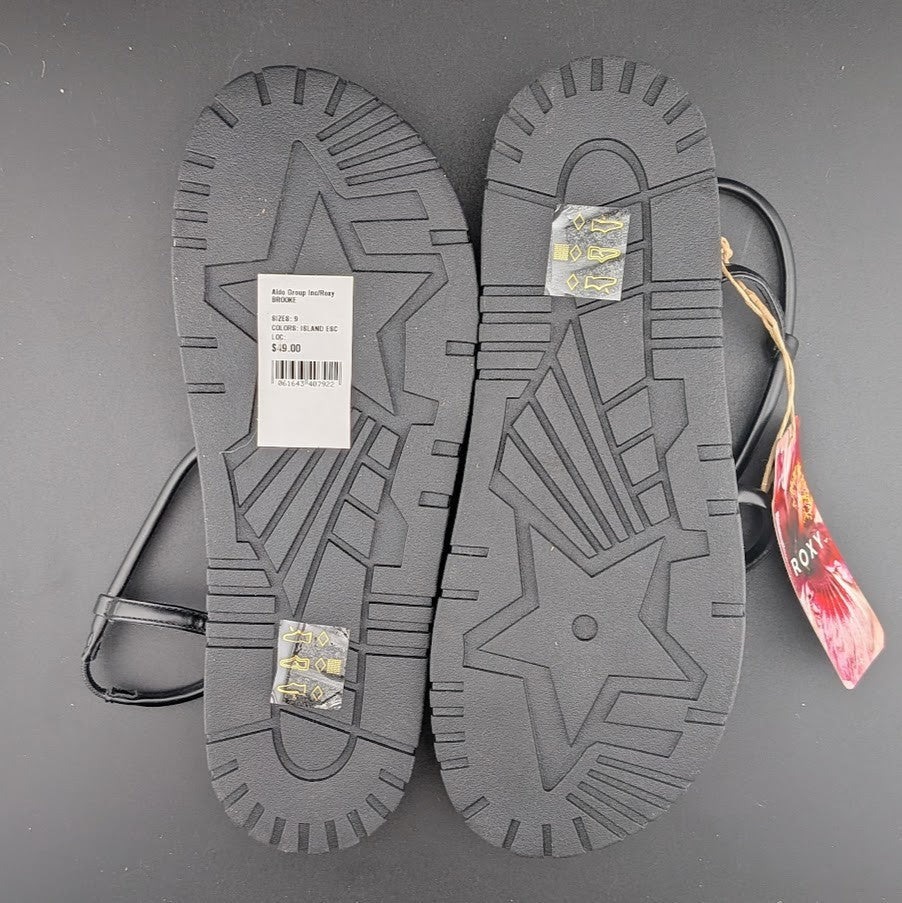 Roxy Women's Size 9 Brooke Strappy Sandals in Black / Island Floral Roxy