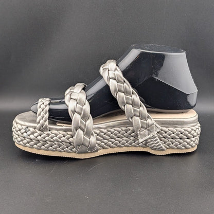 Beach By Matisse Size 7 Braided Silver Rope Voyage Platform Sandals Beach By Matisse