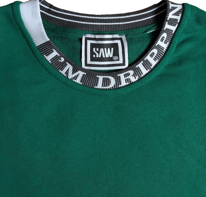 Saw Couture Clothing Men's Size Medium~Green "I'm Drippin On Racks" Sweatshirt SAW Couture Clothing