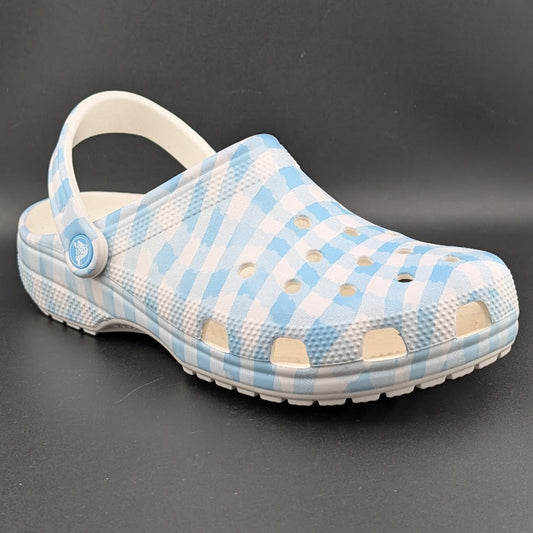 Crocs Classic Clogs Unisex m7 / w9 Blue White Gingham Shoes TLW235 NWT Crocs