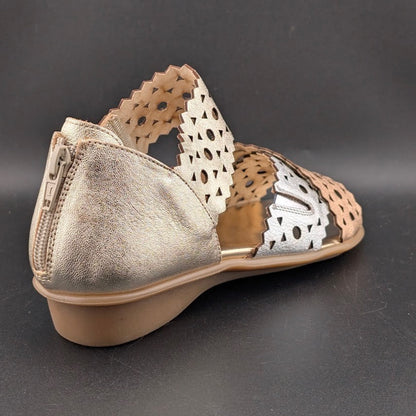 Sesto Meucci Women's Size 6M Elbie Wedge Sandals Platino Multi Faggio  $135 Sesto Meucci