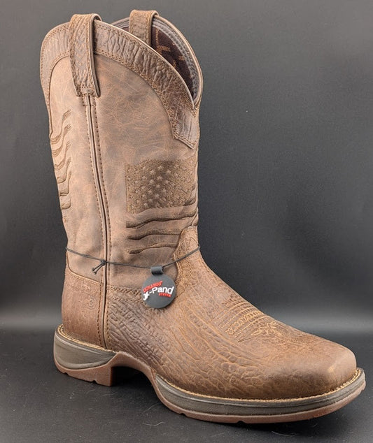 Rebel™ By Durango® Size 10W Brown Distressed Flag Embroidery Boots DDB0314 $185 Durango