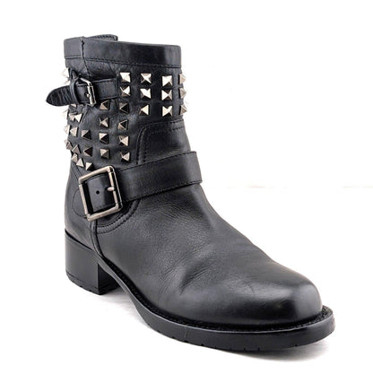 VALENTINO Garavani Calf Skin Rockstud Short Boots~Black Size EU 38.5 - US 8.5 Valentino