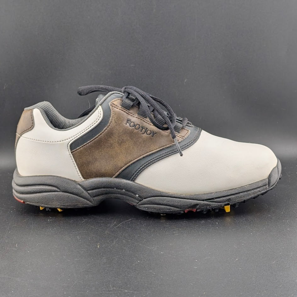 FootJoy GreenJoys Mens Size 8.5 White Brown Leather Oxford Golfing New Cleats FootJoy