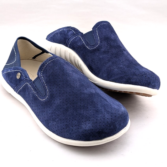 Spenco Brooklyn Women's US 6 Wide Navy Suede Convertible Slip-On Clogs Shoes Spenco