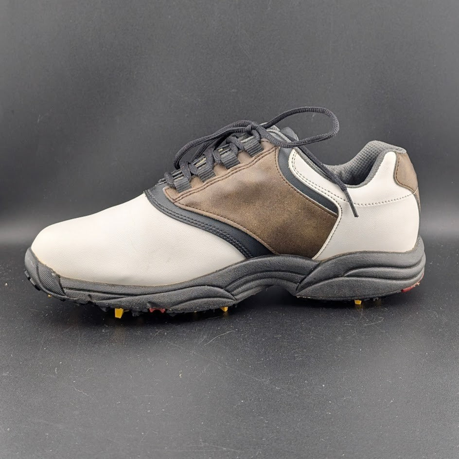 FootJoy GreenJoys Mens Size 8.5 White Brown Leather Oxford Golfing New Cleats FootJoy