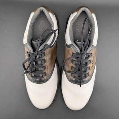 FootJoy GreenJoys Mens Size 8.5 White Brown Leather Oxford Golfing New Cleats FootJoy