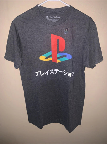 NEW Playstation Size S PlayStation Logo Gray Sony Vintage Japanese Kanji T-Shirt PlayStation