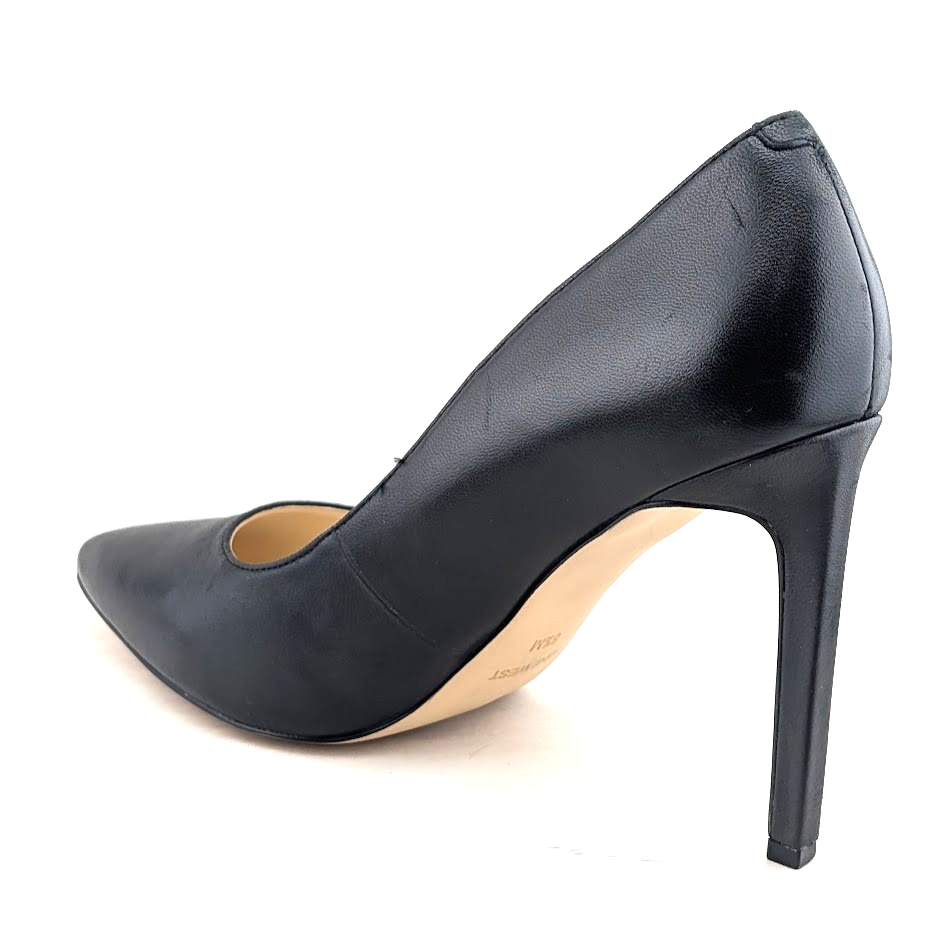 NINE WEST Women's Size 8.5 TATIANA Black Leather Pointed Toe Pump Stiletto Nine West