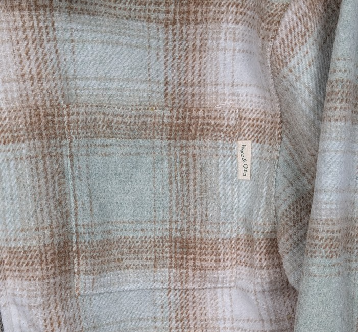 Museum Of Peace And Quiet Wordmark Cotton Plaid Jacket~Sage / Beige Size Medium Wordmark