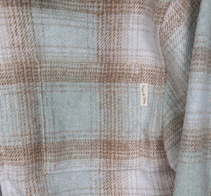 Museum Of Peace And Quiet Wordmark Cotton Plaid Jacket~Sage / Beige Size Medium Wordmark
