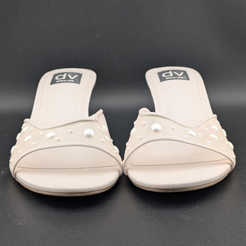DV by Dolce Vita Size 9 Dorthey Pearl Slides Women's Dress Sandal Dolce Vita