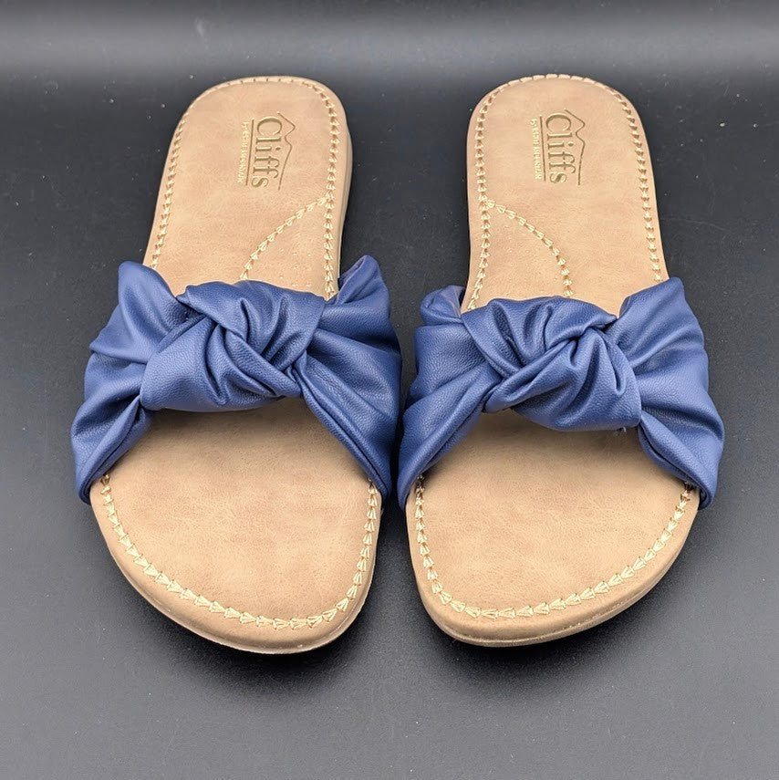 Cliffs By White Mountain Women's Size 8.5 Fanciful Sandal, Dk Blue Smooth CLIFFS BY WHITE MOUNTAIN