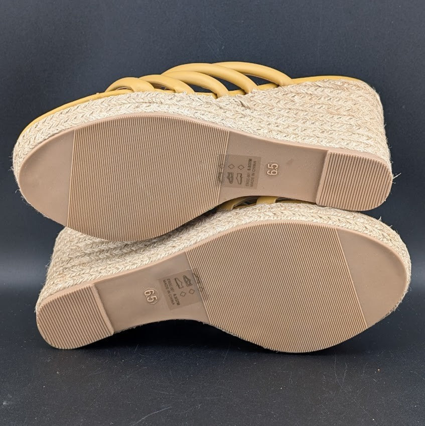 Chinese Laundry Sz 6.5 Eleana Platform Wedge Espadrille Sandals Gold Step In Chinese Laundry