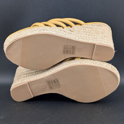 Chinese Laundry Sz 6.5 Eleana Platform Wedge Espadrille Sandals Gold Step In Chinese Laundry